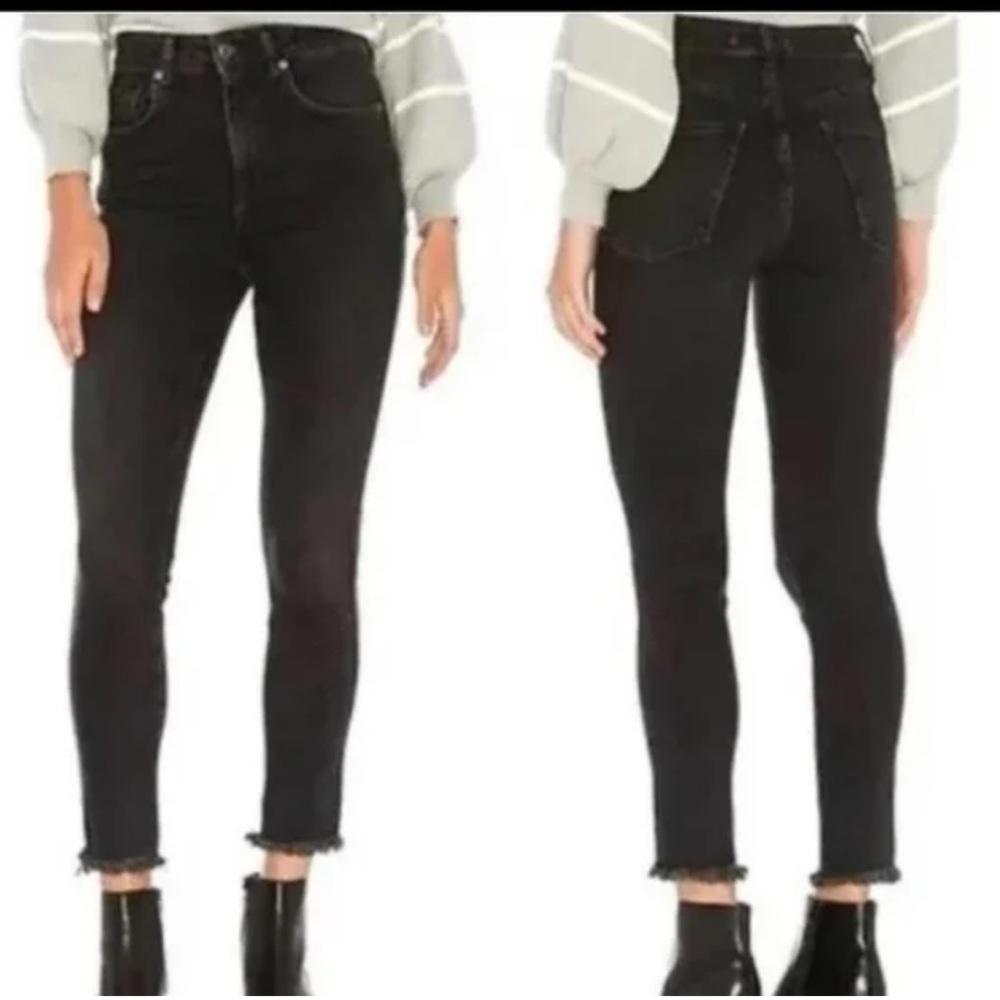NWT Free People We the Free Raw Hem High-Rise Jegging Washed Black Denim Jeans